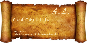 Aszódy Lilla névjegykártya